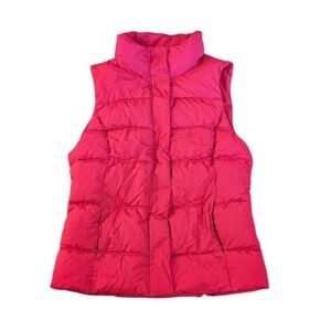 Gap Puffer Vest Women Medium Pink Quilted Full Zip Sleeveless Pockets